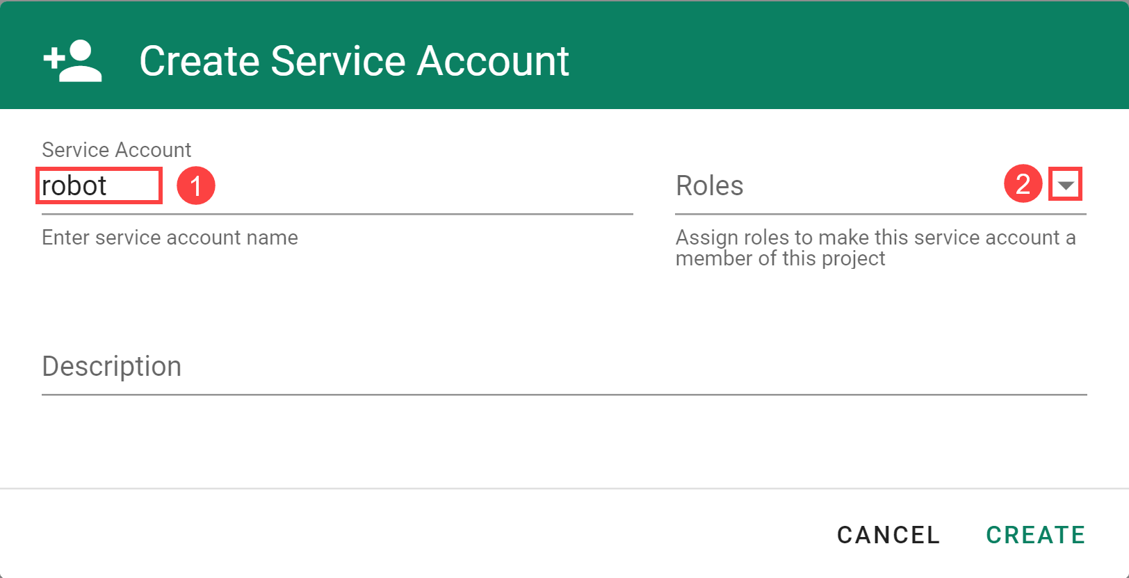 Enter service account details
