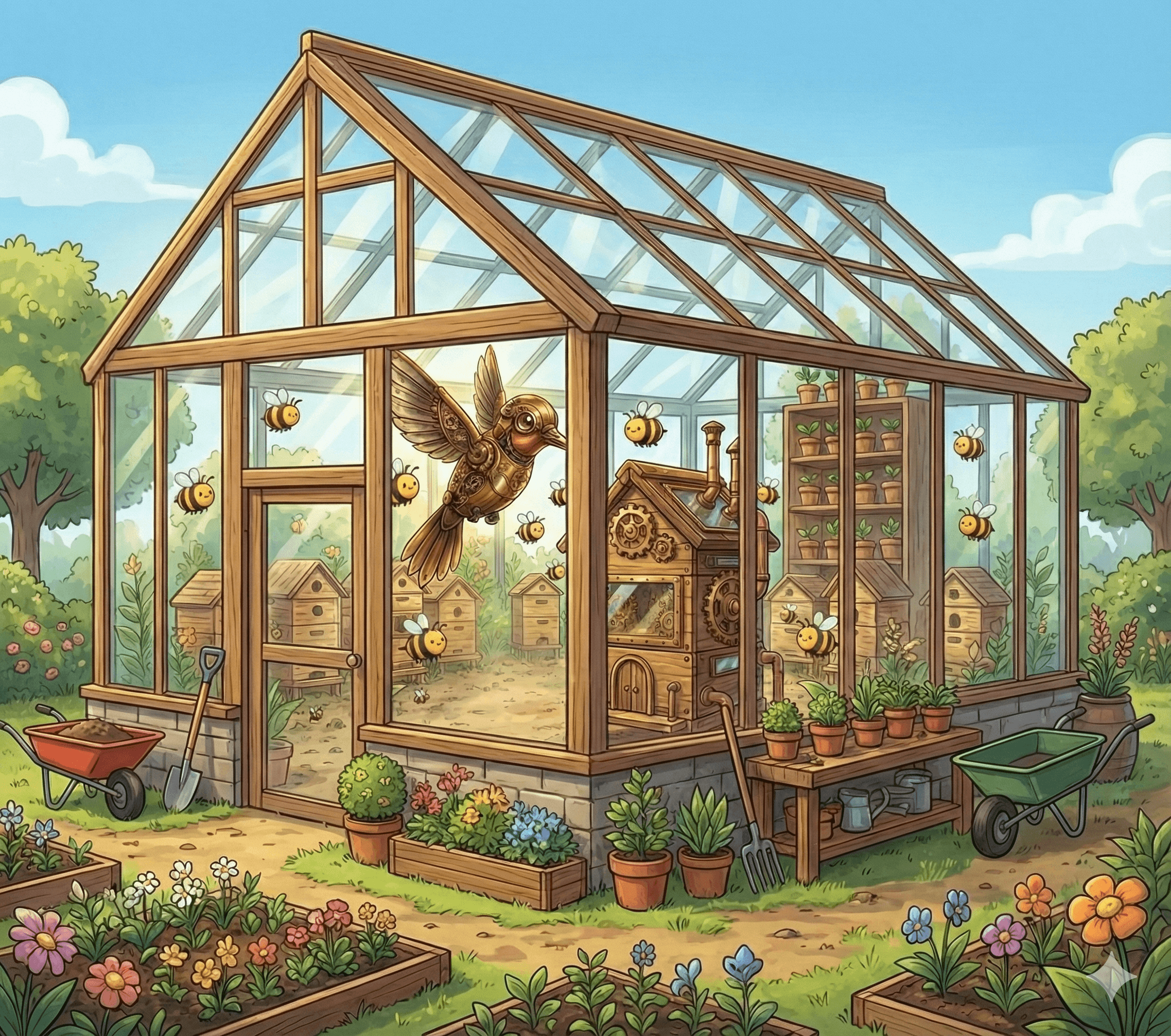 a greenhouse which is the nursery representing the seed cluster